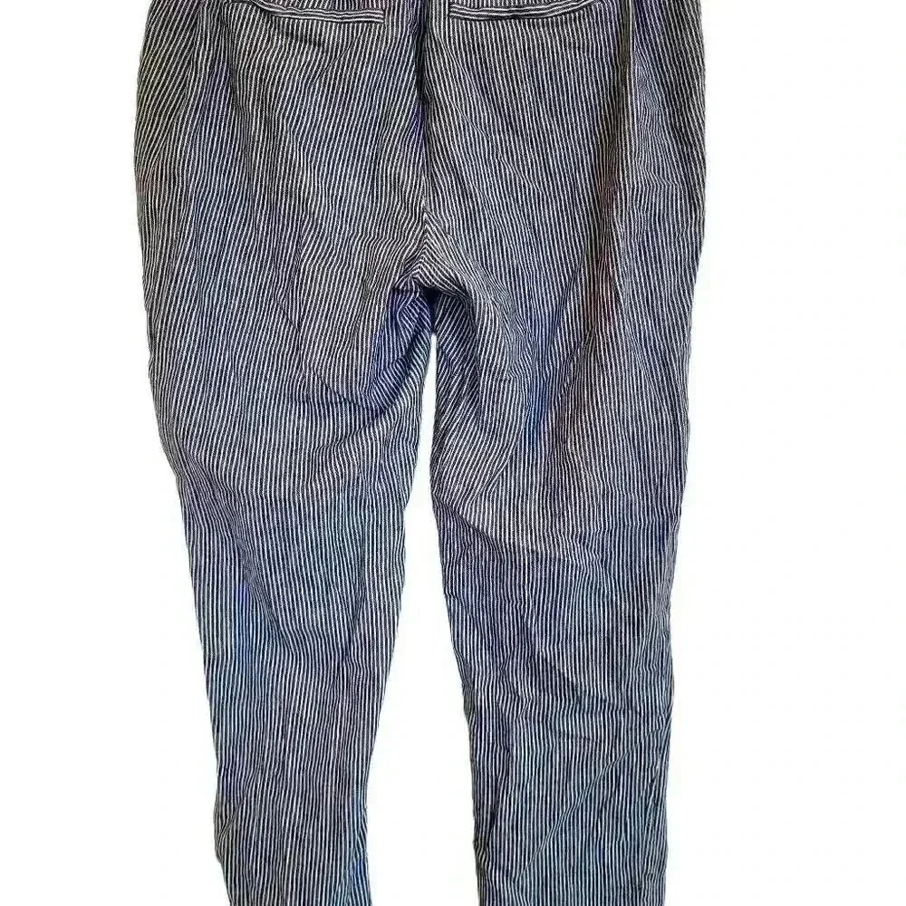 Banana Republic Women's Hayden Fit Navy & White Striped Stetch Linen Blend Pull